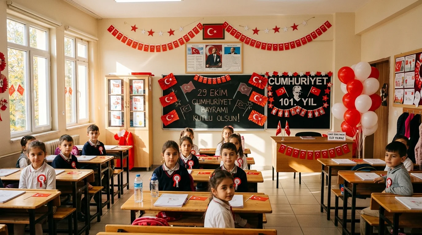 29 Ekim Okul ve Sınıf Süslemelerinde Pratik Çözümler ve Bayraklar